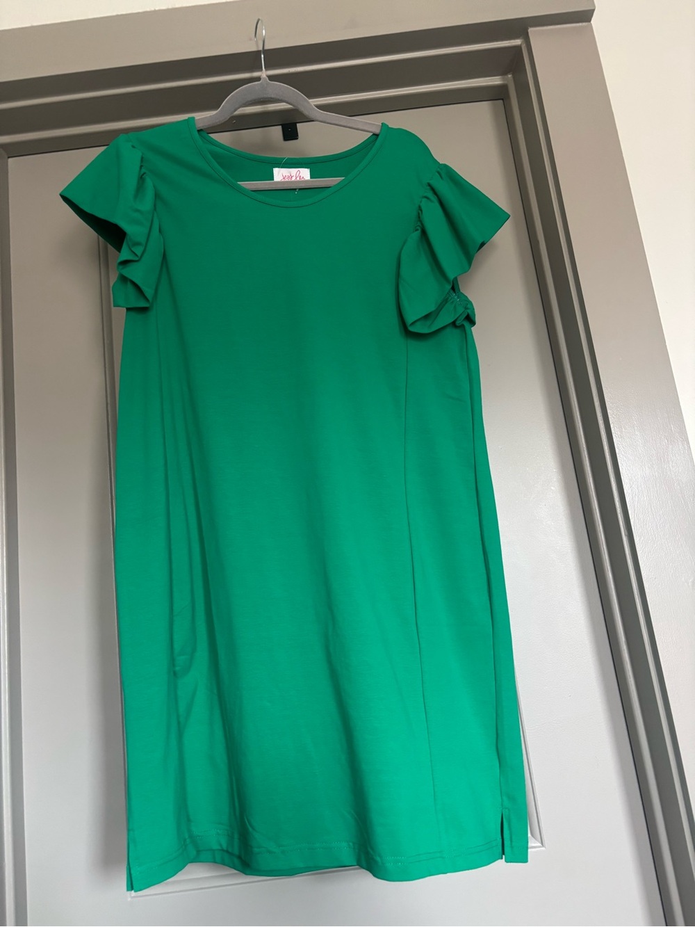 Green Ruffle Sleeve Dress